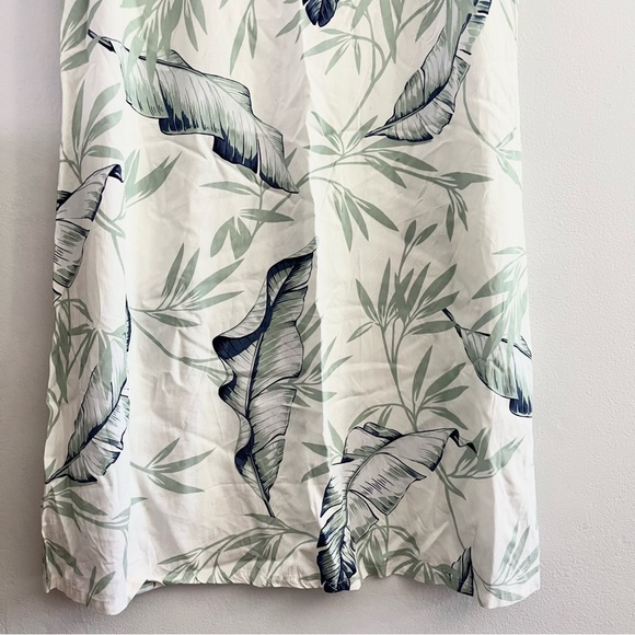Bishop St Apparel Aloha Dress Made in Hawaii Midi Tropical Leaves Green L - Picture 5 of 7